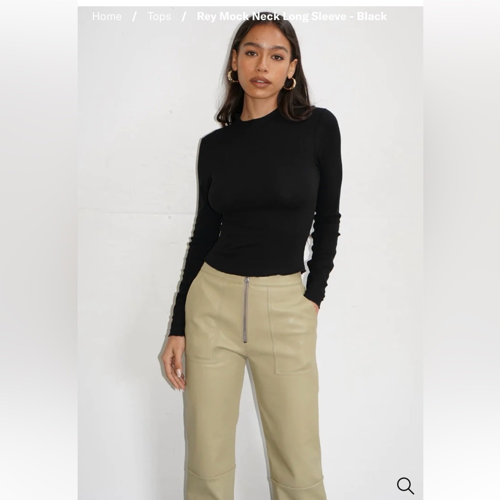 LNA Rey mock neck black top